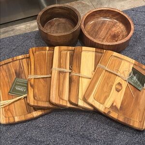 Lipper International Wooden Serving/Charcuterie Boards - Set of 5 Natural Wood